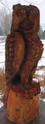 Owl on Log Chainsaw Carving