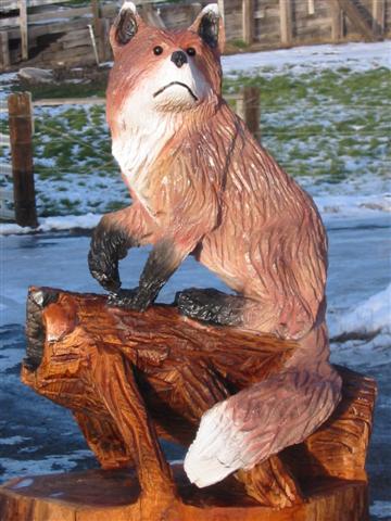 Red Fox Wood Carving