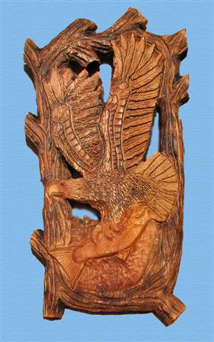 Pierced Relief Eagle Carving