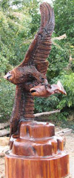 Gliding Eagle with Fish Wood Carving