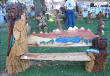 Waterfall Fountian Grizzly Bear and Fish Bench Carving